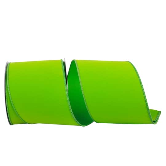 JAM Paper 4" x 10yd. Lime Wired Velvet Ribbon